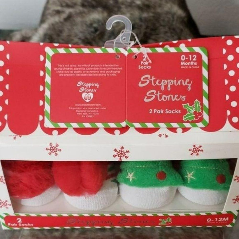 Stepping Stones Character Plush Baby First Christmas Socks Set 2 Pack